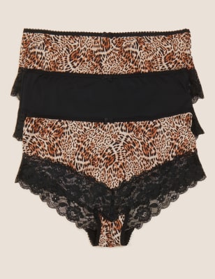 

Womens M&S Collection 3pk Animal Print High Rise Shorts - Black Mix, Black Mix