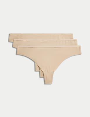 3pk Flexifit™ High Waisted Thongs, Body by M&S