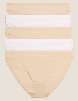 

Womens M&S Collection 5pk No VPL Microfibre High Leg Knickers - Nude Mix, Nude Mix