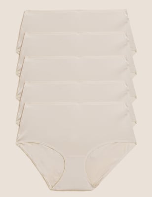 

Womens M&S Collection 5pk No VPL Microfibre Midi Knickers - Opaline, Opaline