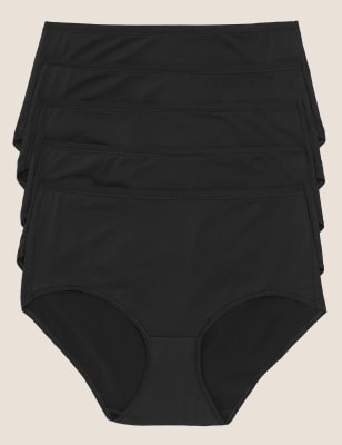 

Womens M&S Collection 5pk No VPL Microfibre Midi Knickers - Black, Black