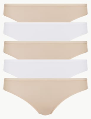 

Womens M&S Collection 5pk No VPL Microfibre Low Rise Bikini Knickers - Nude Mix, Nude Mix