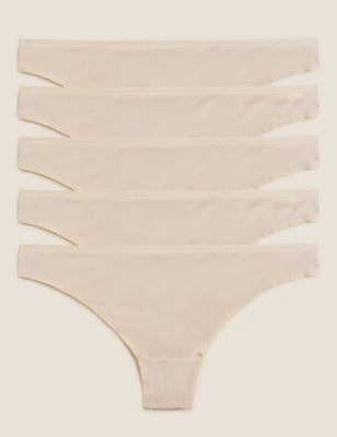 Marks And Spencer Womens M&S Collection 5pk No VPL Microfibre Low Rise Thongs - Opaline, Opaline