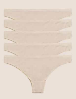 

M&S Collection Pack de 5 tangas de talle bajo de microfibra sin marcasWomens - Opaline, Opaline