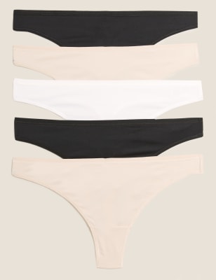 

Womens M&S Collection 5pk No VPL Microfibre Low Rise Thongs - Natural Mix, Natural Mix