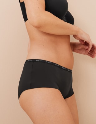 

BODY Pack de 5 braguitas culotte de talle bajo de microfibra sin marcasWomens - Black, Black