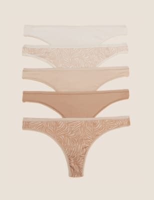 

Womens M&S Collection 5er-Pack Mikrofaser-Tangas ohne sichtbare Abdrücke - Opaline Mix, Opaline Mix