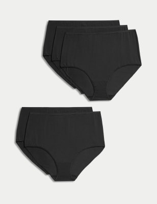 M&S Collection No VPL Cotton Modal High Leg Knickers, 5 Pack, 14