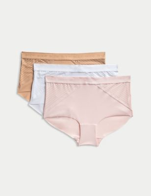 Body By M&S Women's 3pk Body Define High Rise Shorts - 6 - Soft Pink, Soft Pink,White,Black