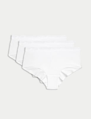 

Womens Body by M&S 3pk Body Define™ Low Rise Shorts - White, White