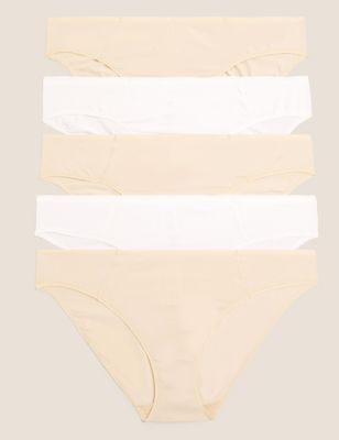 

Womens M&S Collection 5pk No VPL Cotton Modal Bikini Knickers - Nude Mix, Nude Mix