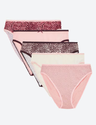 5 Pack Animal Print High Leg Knickers