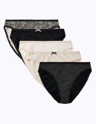 Lot de 5&nbsp;culottes &eacute;chancr&eacute;es &agrave; bordure en dentelle