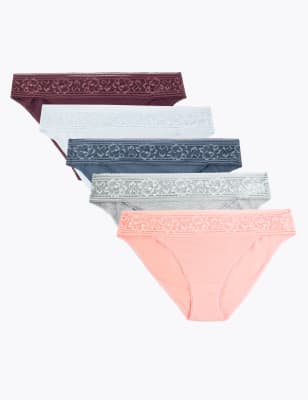 Lot de 5&nbsp;culottes bikini orn&eacute;es de dentelle Louisa