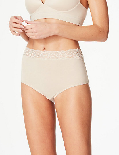 5 Pack Lace High Waisted Full Briefs