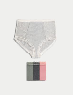 Woman's Taupe Grey Microfibre French knickers with lace