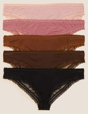 

M&S Collection Pack de 5 braguitas brasileñas con modal de algodón y encajeWomens - Topaz, Topaz