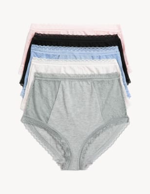 

Womens M&S Collection 5er-Pack Taillenslips aus Baumwolle-Modal-Mischung mit Spitze - Grey Mix, Grey Mix