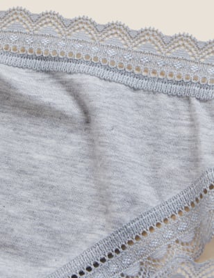 

Womens M&S Collection 5er-Pack Tangas aus Baumwolle-Modal-Mischung mit Spitze - Grey Mix, Grey Mix