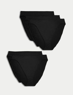 Marks And Spencer Womens M&S Collection 5pk Cotton Modal High Waisted High Leg Knickers - Black, Black