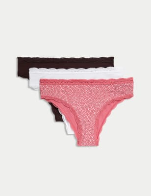 

Womens M&S Collection 3er-Pack Brazilian-Slips mit hohem Baumwollanteil - Pink Mix, Pink Mix