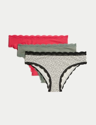 3pk Cotton Brazilian Knickers, Body by M&S