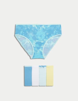 

Womens M&S Collection 5er-Pack Taillenslips aus Baumwolle mit Lycra® für jeden Tag - Blue Mix, Blue Mix