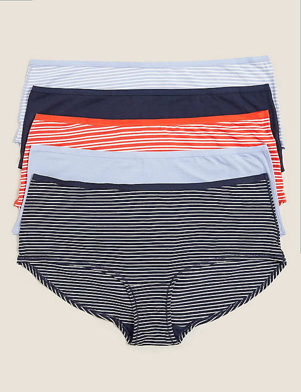 5pk Cotton Blend Printed Stripe Shorts