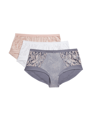 

Womens M&S Collection 3er-Pack hoch geschnittene Slips von Wildblooms - Mid Grey, Mid Grey