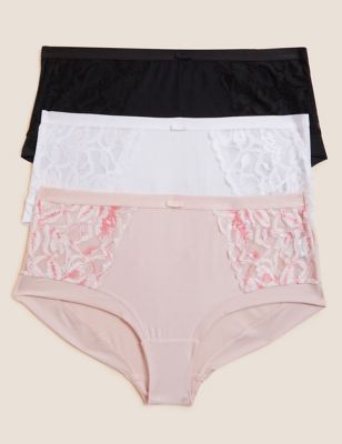 

Womens M&S Collection 3pk Wildblooms High Rise Knicker Shorts - Soft Pink, Soft Pink