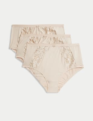 M&S Women's 3pk Wildblooms Full Briefs - 16 - Opaline, Opaline,Black,White,Antique Rose,Navy Mix,Wat