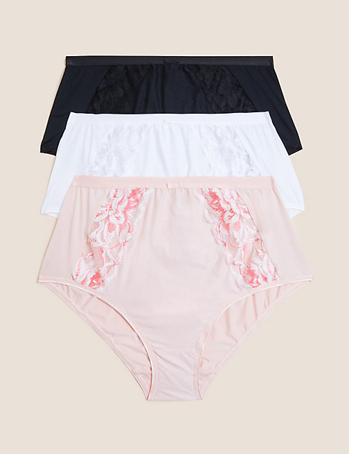 Marks And Spencer Womens M&S Collection 3pk Wildblooms Full Briefs - Soft Pink