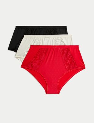 

Womens M&S Collection 3pk Wildblooms Full Briefs - Scarlet, Scarlet