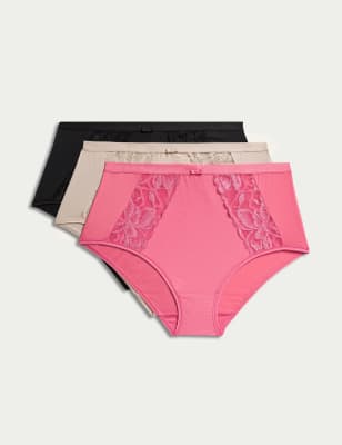 

Womens M&S Collection 3er-Pack Taillenslips mit Wildblumenmuster - Watermelon, Watermelon