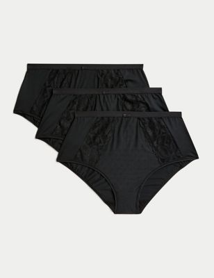 Marks And Spencer Womens M&S Collection 3pk Wildblooms Full Briefs - Black, Black