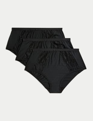 Marks And Spencer Womens M&S Collection 3pk Wildblooms Full Briefs - Black