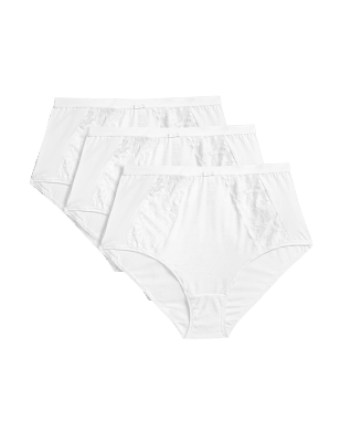 

Womens M&S Collection 3pk Wildblooms Full Briefs - White, White