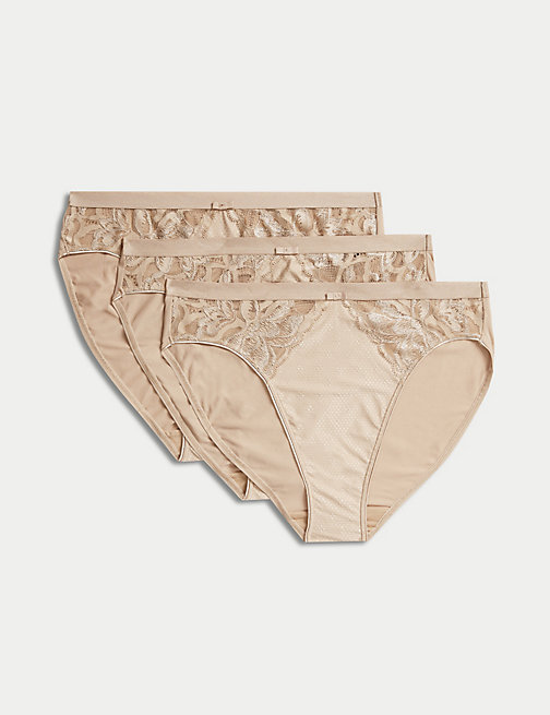 Marks And Spencer Womens M&S Collection 3pk Wildblooms High Leg Knickers - Rose Quartz