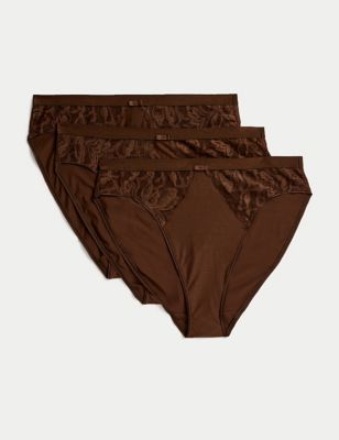 Marks And Spencer Womens M&S Collection 3pk Wildblooms High Leg Knickers - Rich Quartz