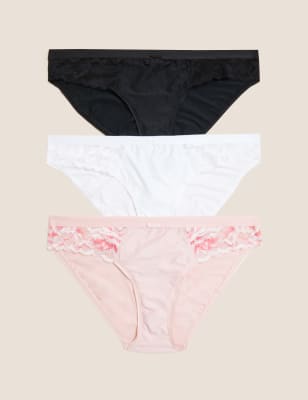 

Womens M&S Collection 3pk Wild Blooms Bikini Knickers - Soft Pink, Soft Pink