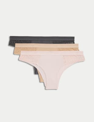 3-Pack of cotton thongs - Thong, Brazilian briefs - Briefs - UNDERWEAR, PYJAMAS - Woman 