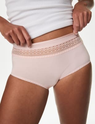

M&S Collection Pack de 3 braguitas tipo culotte de talle alto de algodónWomens - Soft Pink, Soft Pink