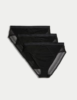 

Womens Body by M&S 3pk Cotton High Waisted High Leg Knickers - Black, Black