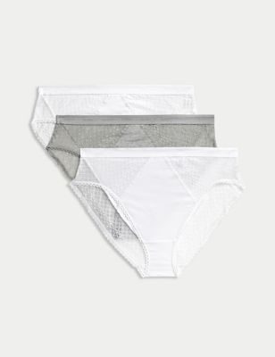 Ex M&S 3 Pack Lace Back High Leg Knickers Briefs – Worsley_wear