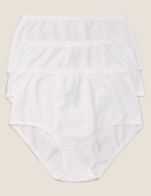 

Womens M&S Collection 3pk Cotton Rich Jacquard Waist Full Briefs - White, White