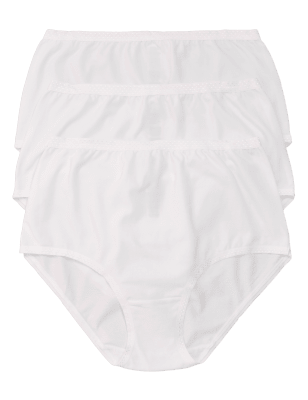 

Womens M&S Collection 3pk Cotton Rich Jacquard Waist Full Briefs - White, White