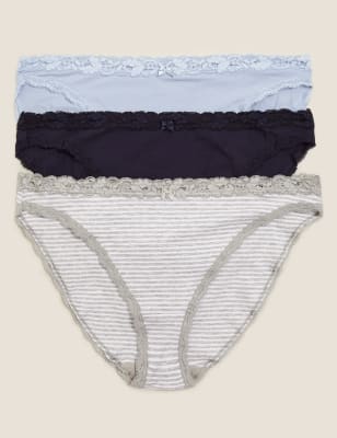 

M&S Collection Pack de 3 braguitas de algodón de corte altoWomens - Grey, Grey