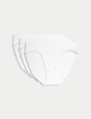 3pk Cotton Rich & Lace High Leg Knickers