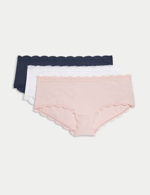 

Womens M&S Collection 3pk Cotton Rich Lace Shorts - Soft Pink, Soft Pink