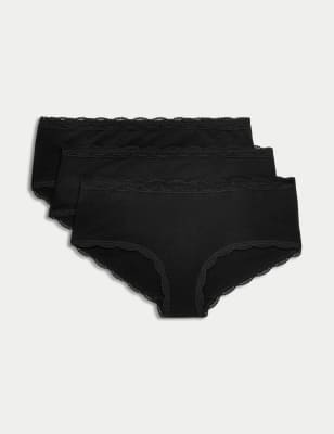 Pack de 3 braguitas culotte de algodón y encaje - ES